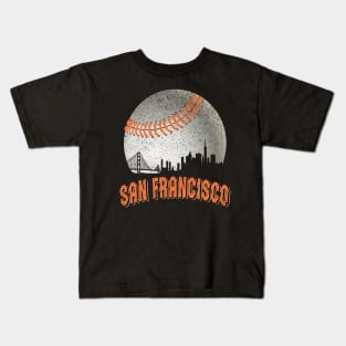 San Francisco Vintage Skyline Baseball For Gameday Kids T-Shirt